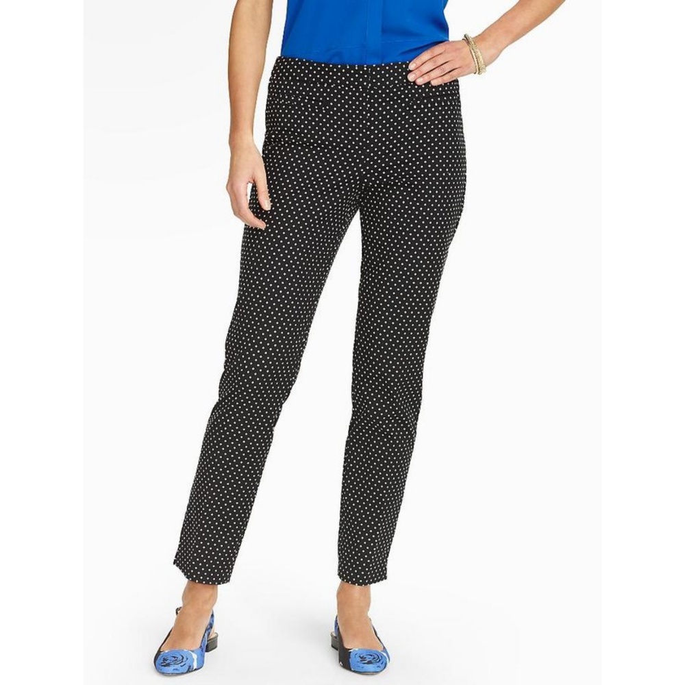 Talbots Curvy Black & White PolkaDot Ankle Pant 16